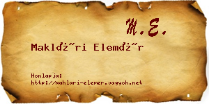 Maklári Elemér névjegykártya