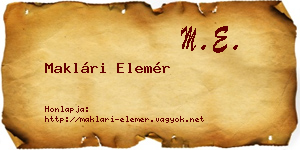 Maklári Elemér névjegykártya